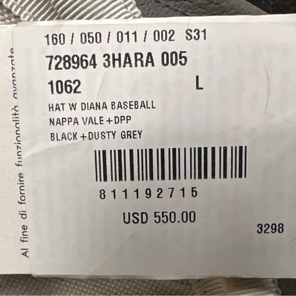GUCCI LEATHER Black/Gray Diana Baseball Hat - Picture 4 of 13
